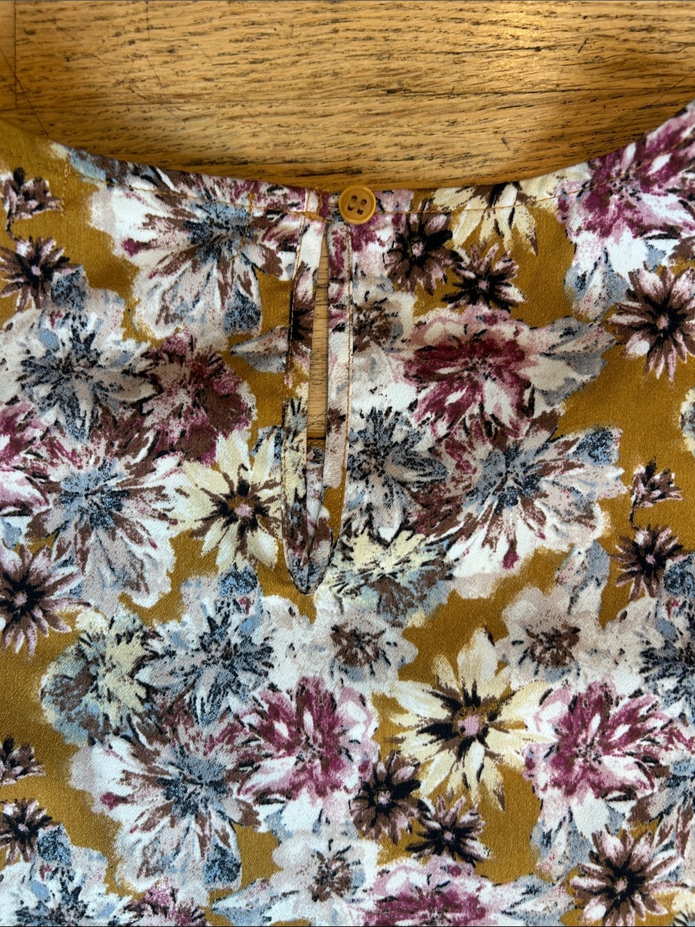 Pleione Mustard Floral Long-Sleeve Blouse - Picture 7 of 8